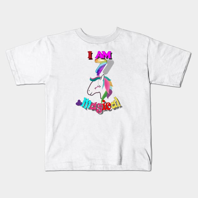 unicorn 7th birthday: I am 7 and magical Kids T-Shirt by bratshirt